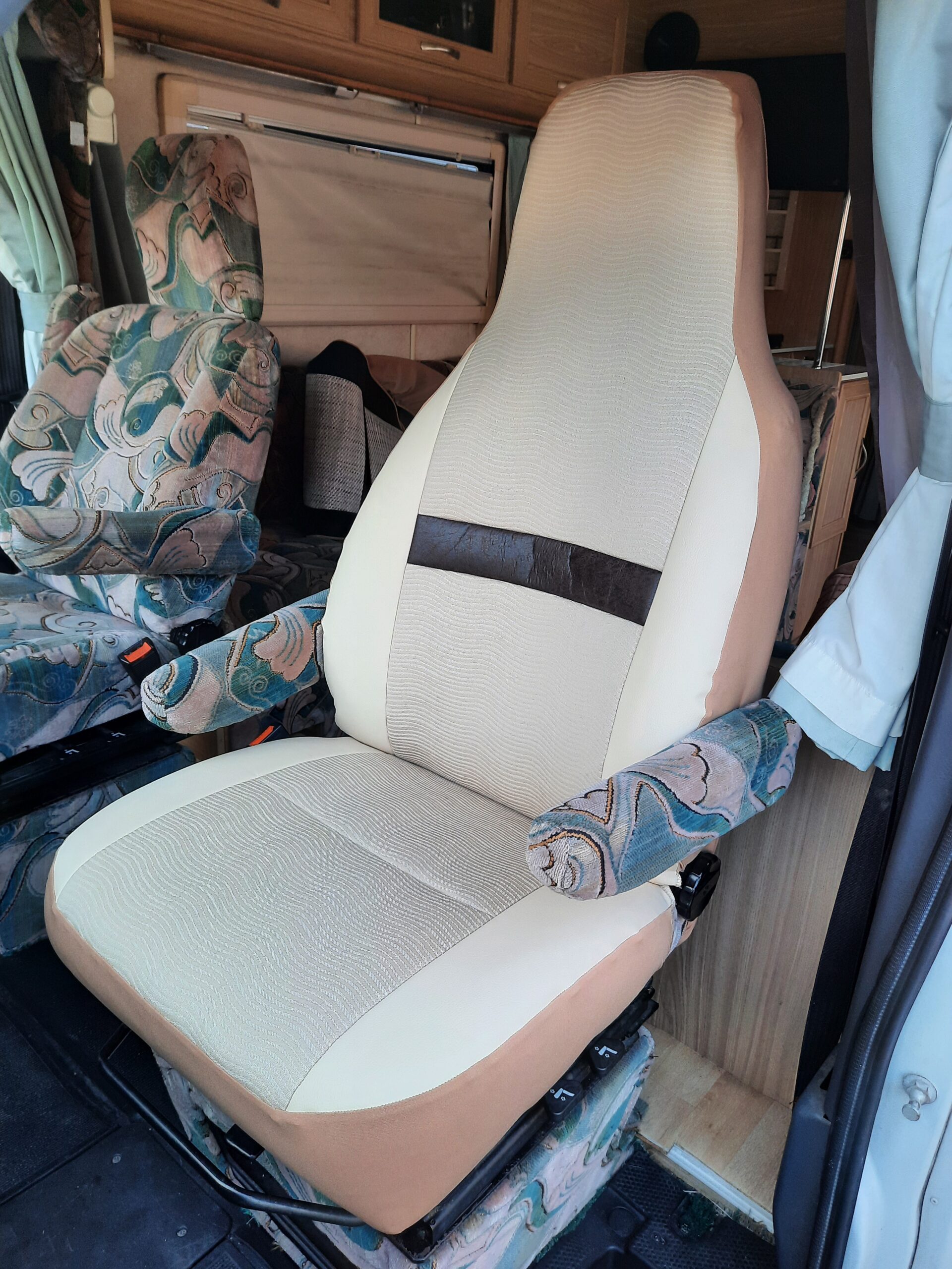 Carthago Motorhome 2016-2023, 2 Front Seat Covers, MH-1058 Paris (shades of beige & cream)