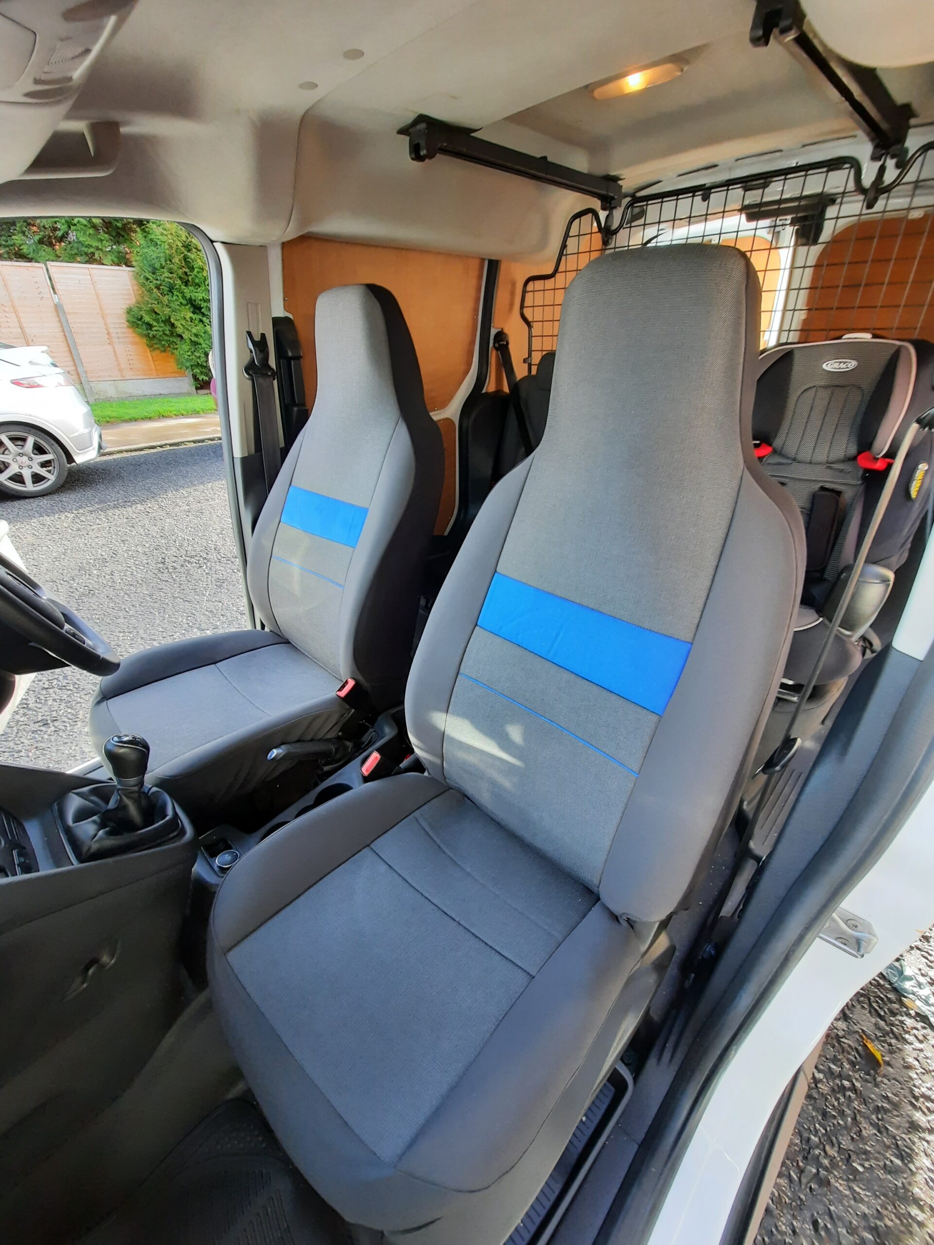 Carthago Motorhome seat covers, MH-1062 Alice ( medium grey/ blue trim )