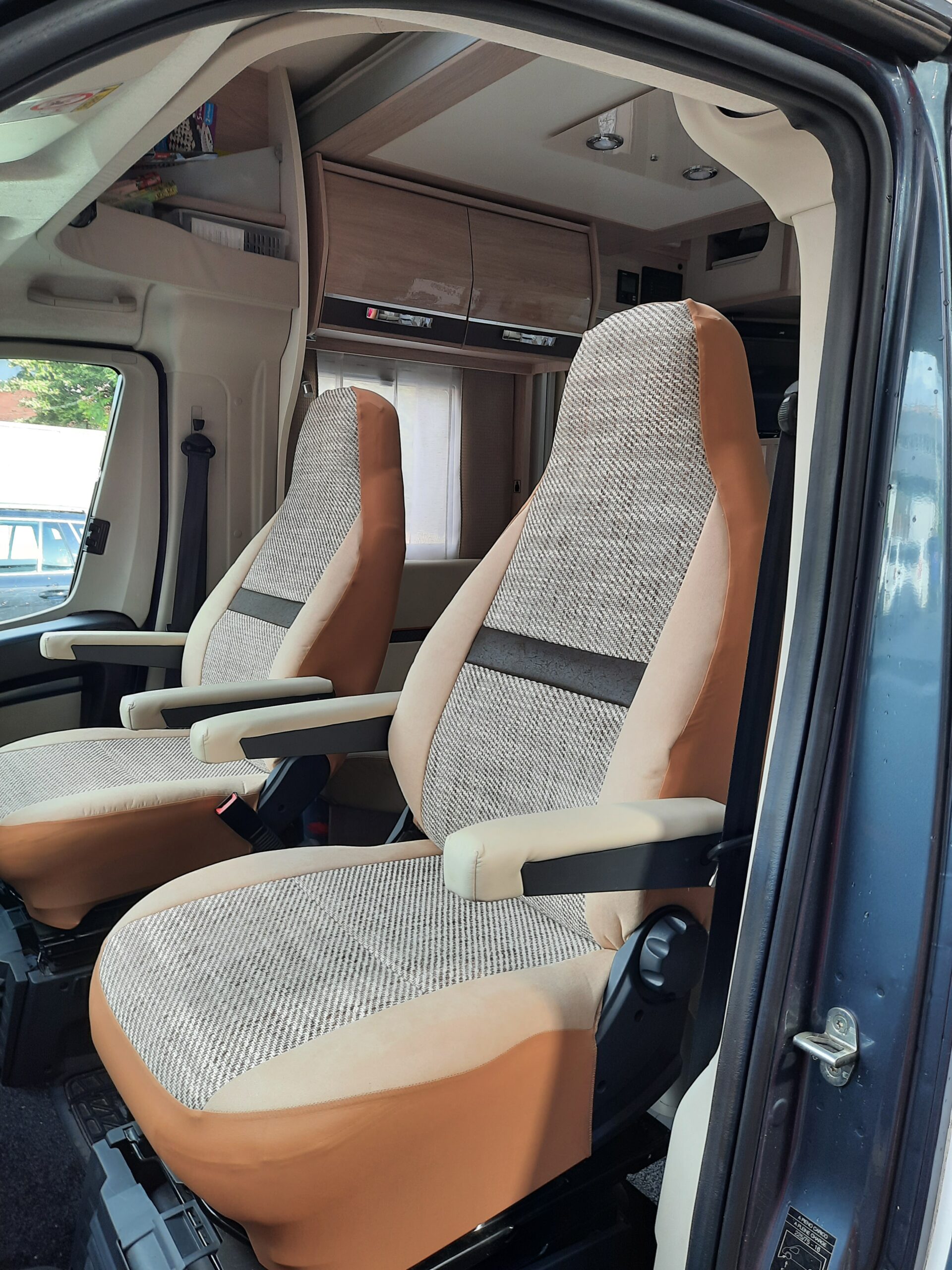 Carthago Motorhome 2 Front Seat Covers, MH-1074 Bianca