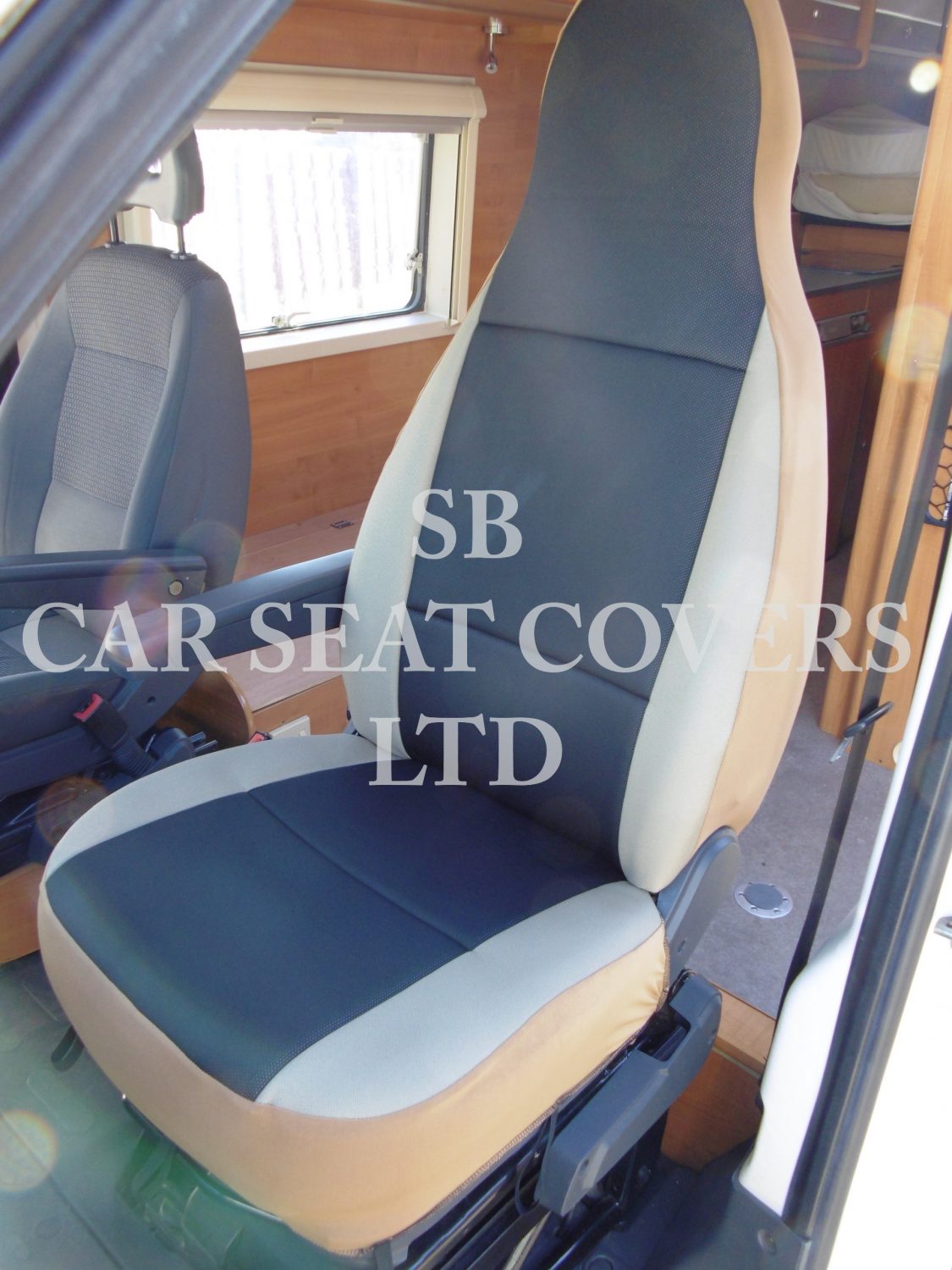 Fiat Ducato Motor Home Seat Cover – Anthracite Beige Bolsters MH-028
