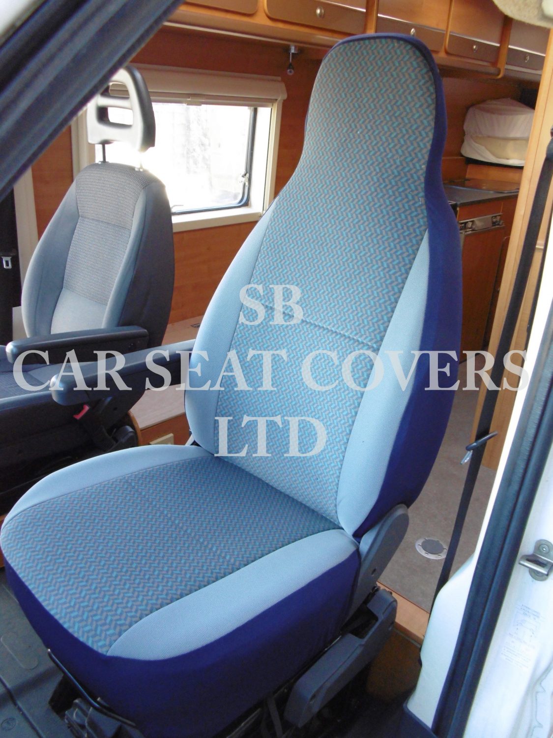 Fiat Ducato Motor Home Seat Cover – Chevron Blue MH-022