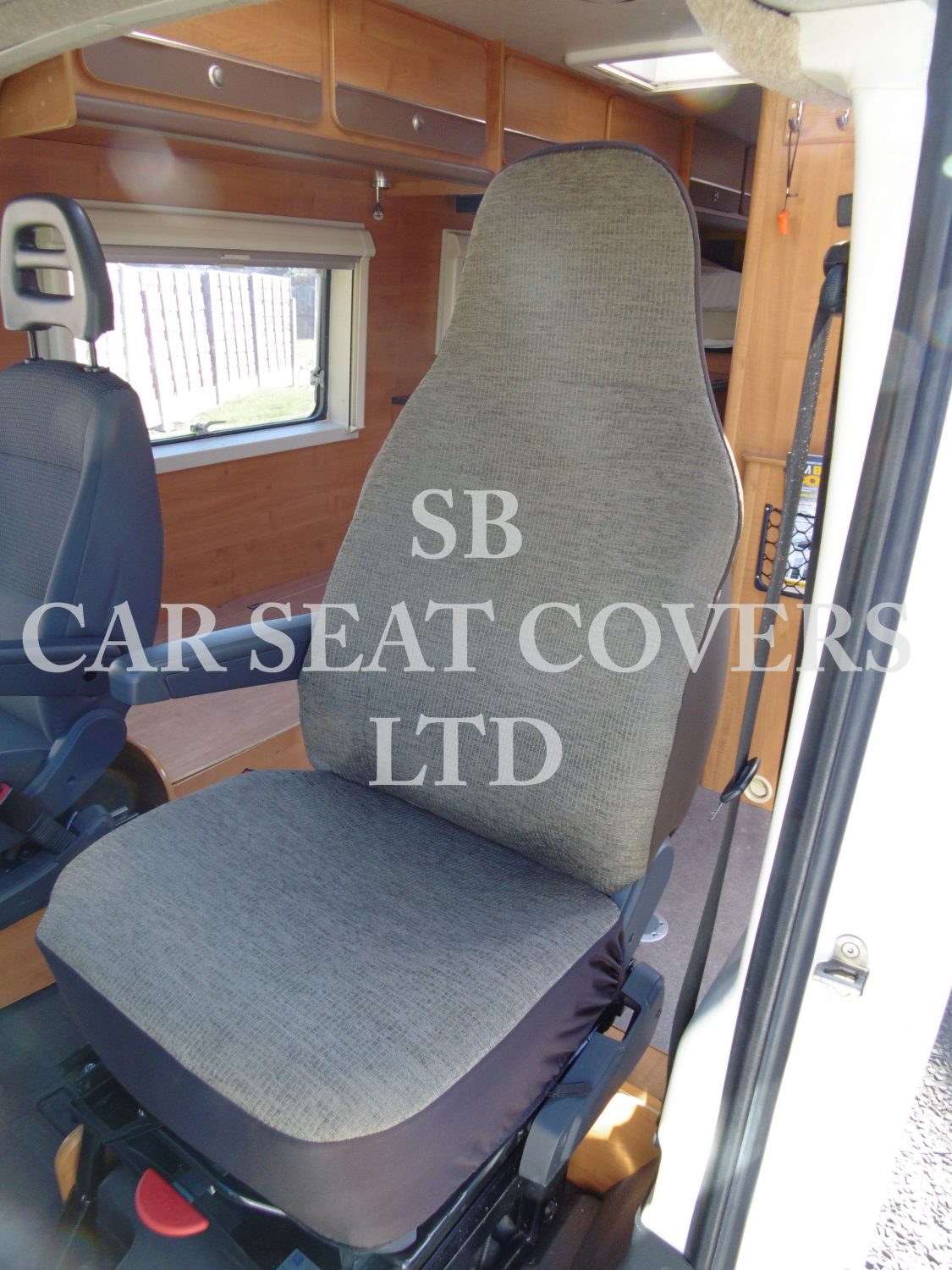 Fiat Ducato Motor Home Seat Cover – Light Brown Ruffle - MH-044