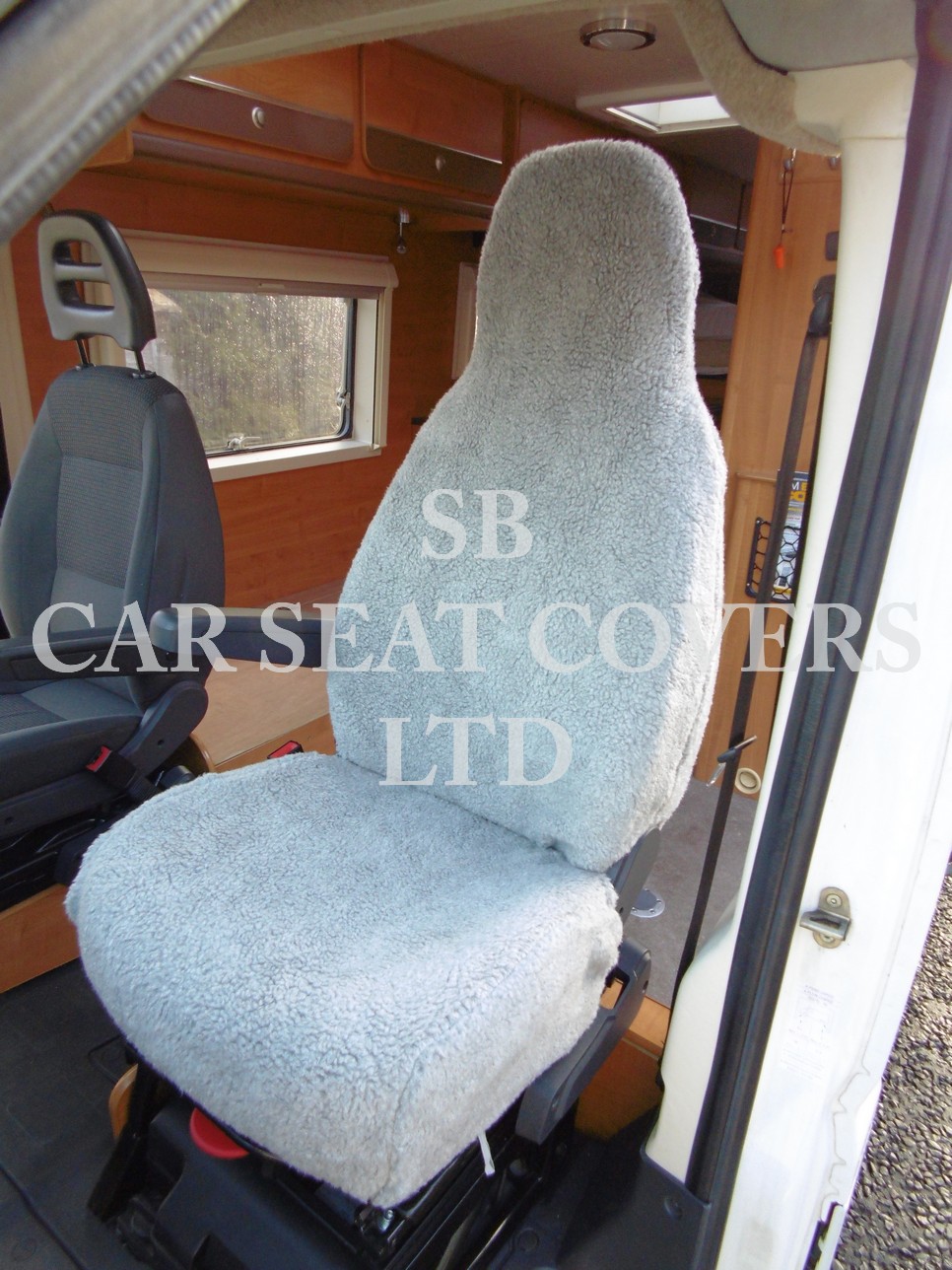 Fiat Ducato Motor Home Seat Cover - Grey Faux Sheep Skin MH-066