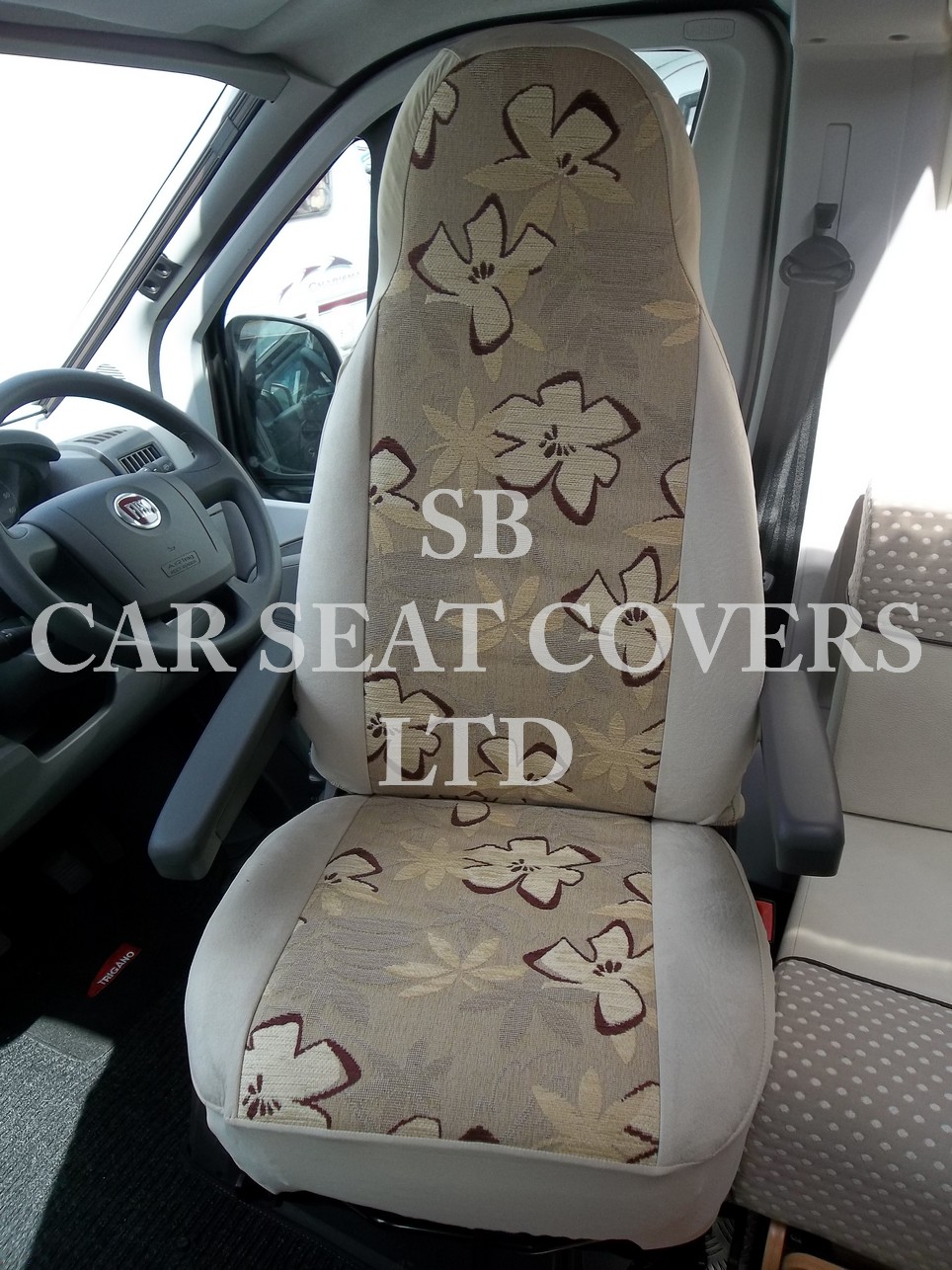 Fiat Ducato Motor Home Seat Covers 2 Fronts - Daisy Flower MH-200