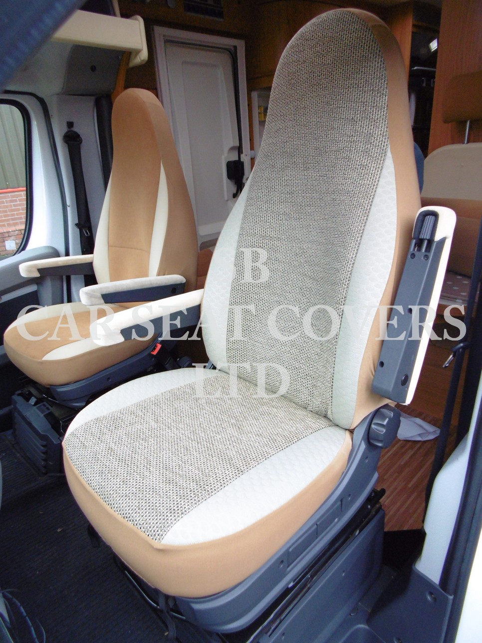 Carthago Motor Home Seat Covers 2 Front - Full Retrim Dark Beige MH-903