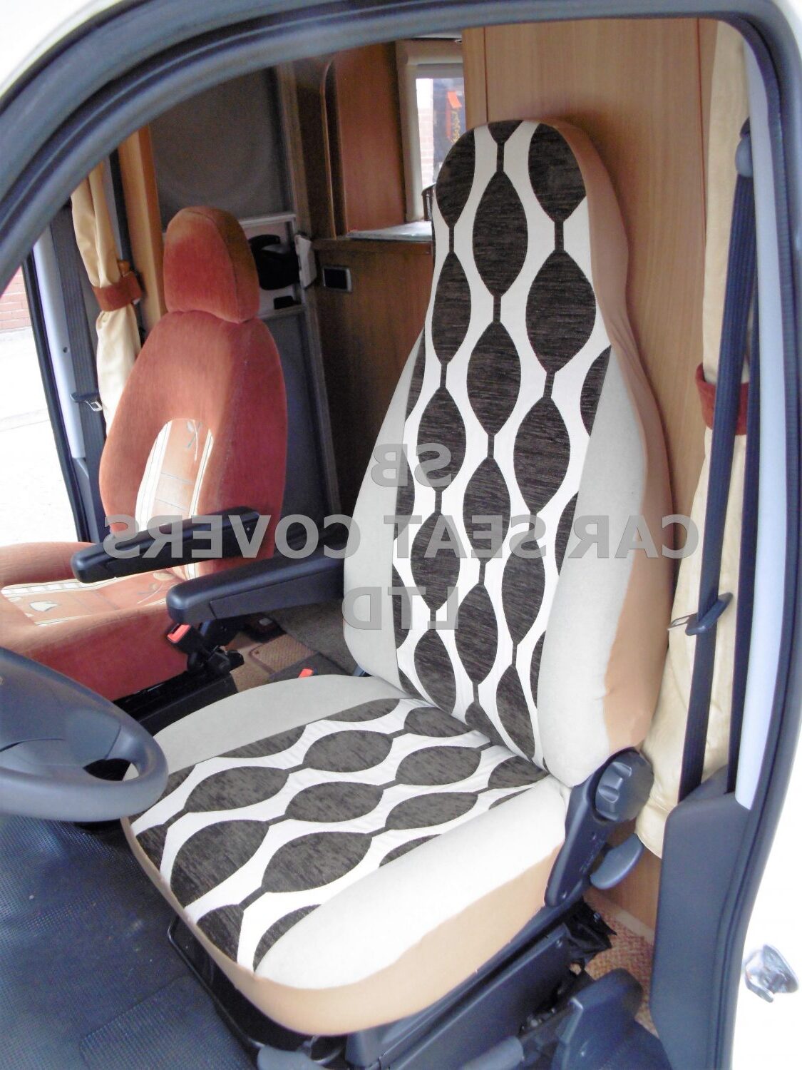 Carthago Motor Home Seat Covers, MH-176 Rachel Retro Brown