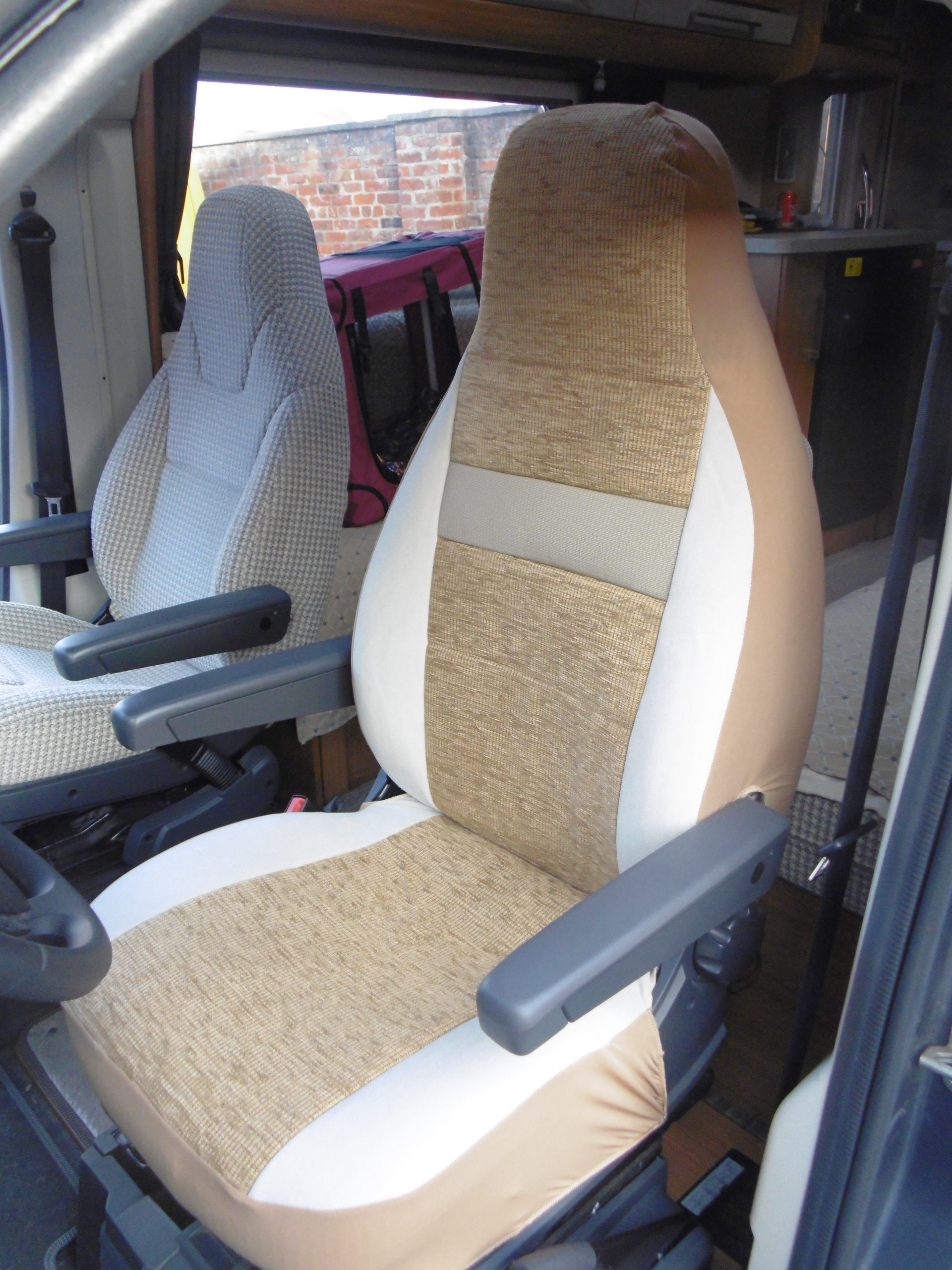 Fiat Ducato Motorhome Tall Pilot Seat Covers – Shela Beige MH-1003