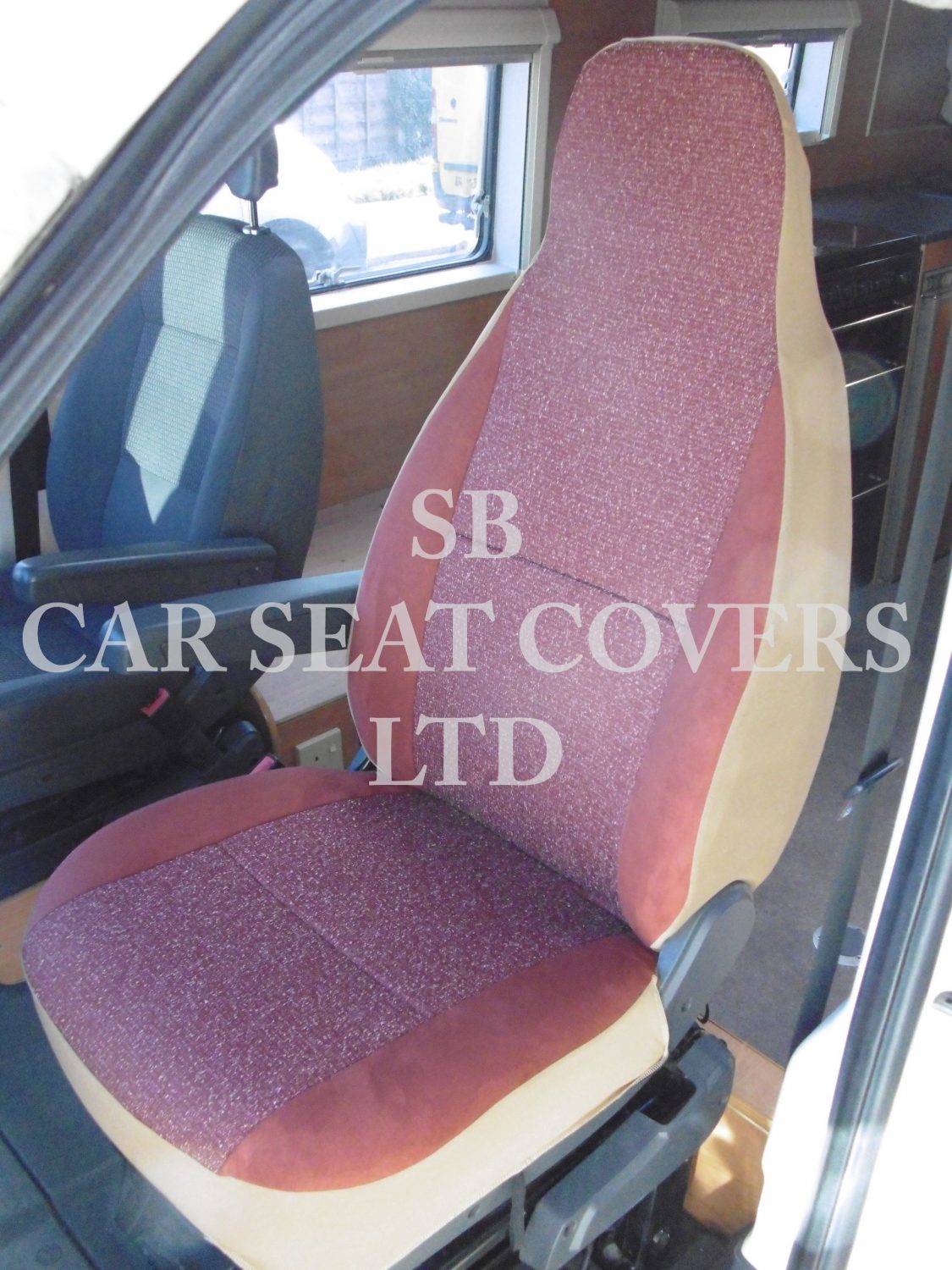Fiat Ducato Motor Home Seat Cover - Burgundy Suede MH-013